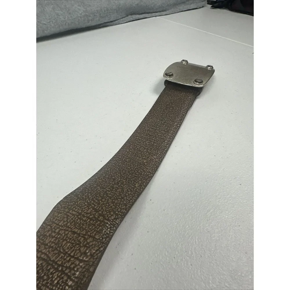 W. Kleinberg Brown Leather Belt with Silver-Tone Buckle